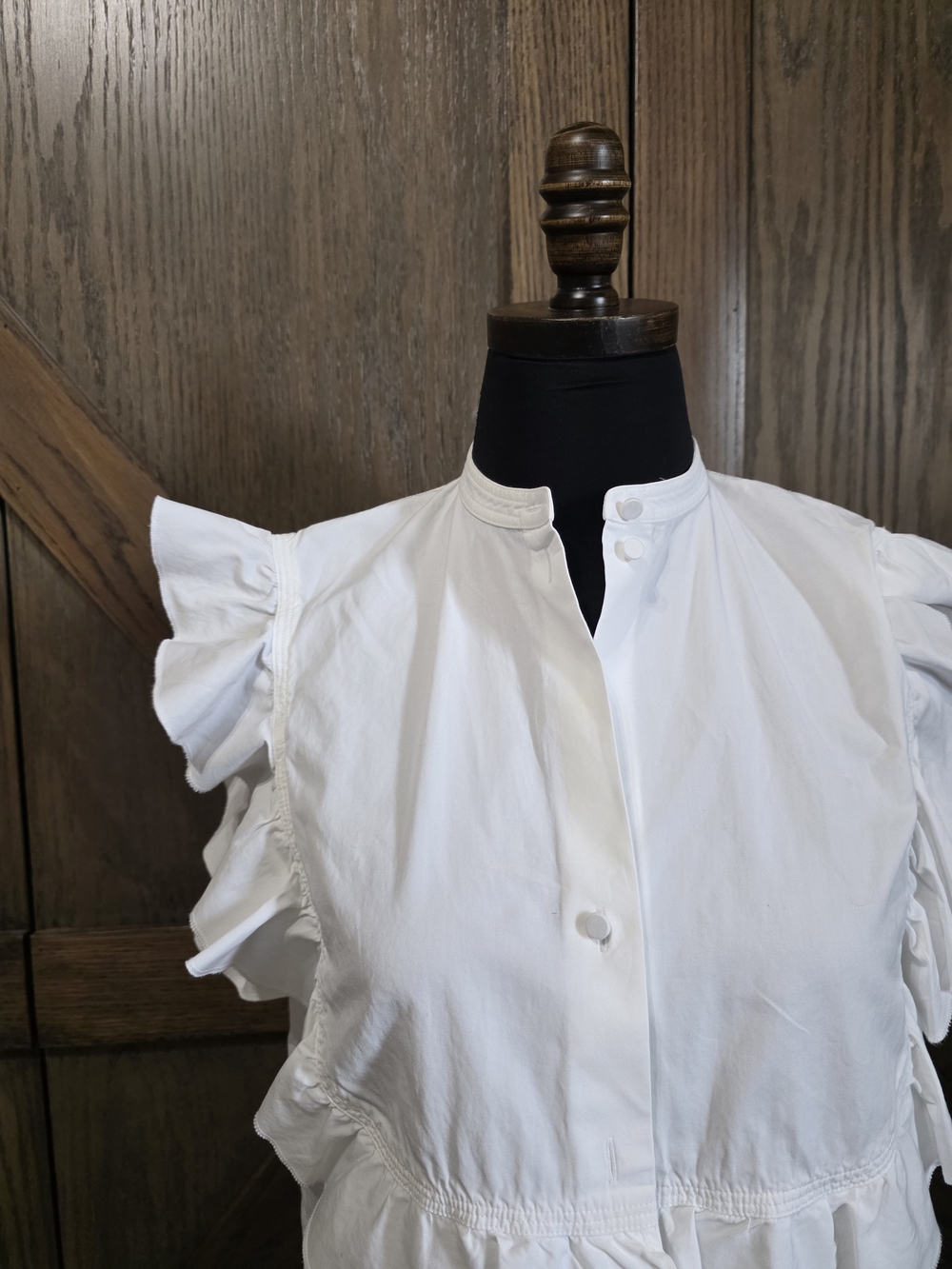Helmut Lang White Ruffle Sleeve Blouse - Picture 2 of 5